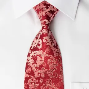Pierre Cardin Silk Necktie Paisley On Burgundy With Silver Sparkles