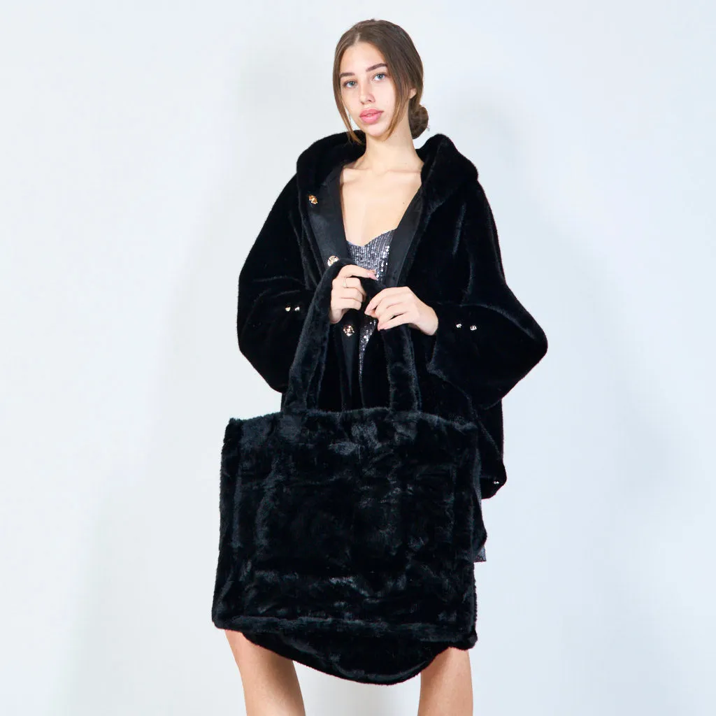 Plush faux fur tote bags wholesale