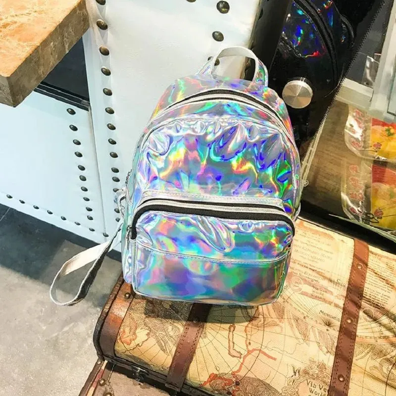 Preppy Style Mini Holographic Backpack