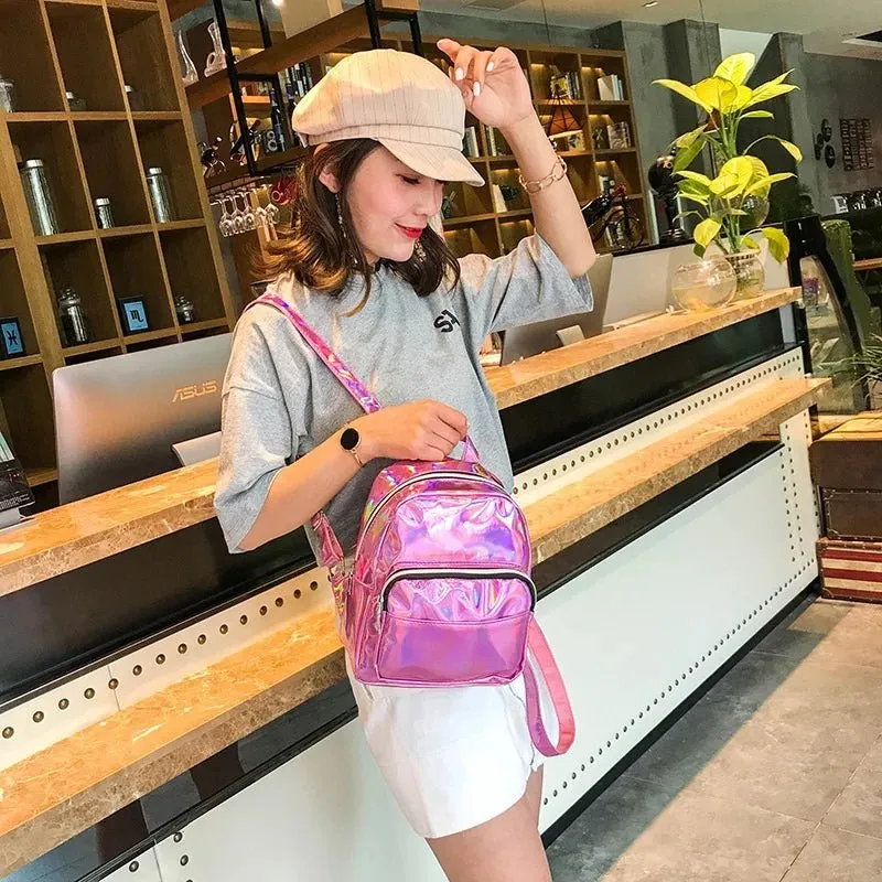 Preppy Style Mini Holographic Backpack