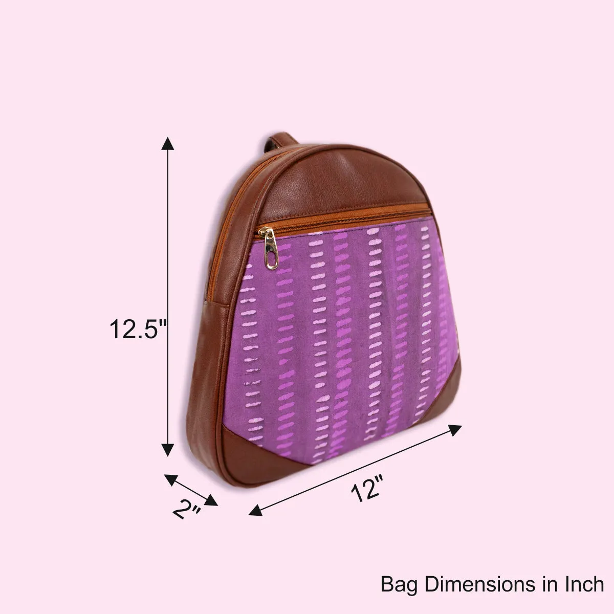 Pretty Purple Block-printed Backpack