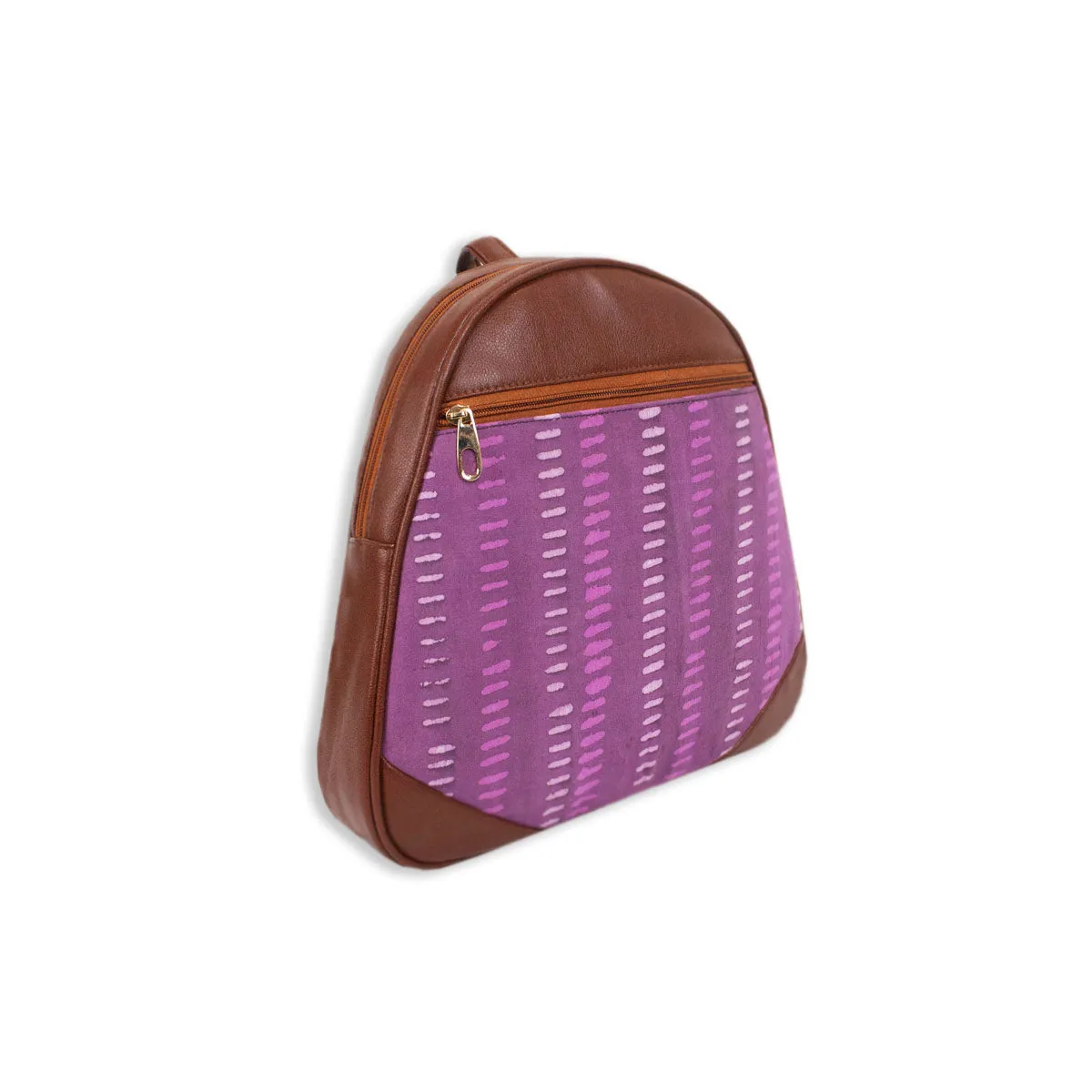 Pretty Purple Block-printed Backpack