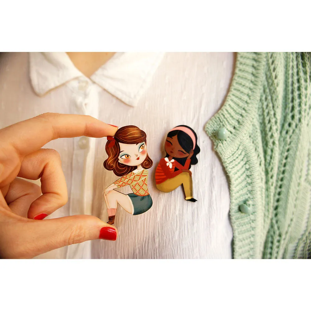 Puzzle with redhead girl brooch by Laliblue