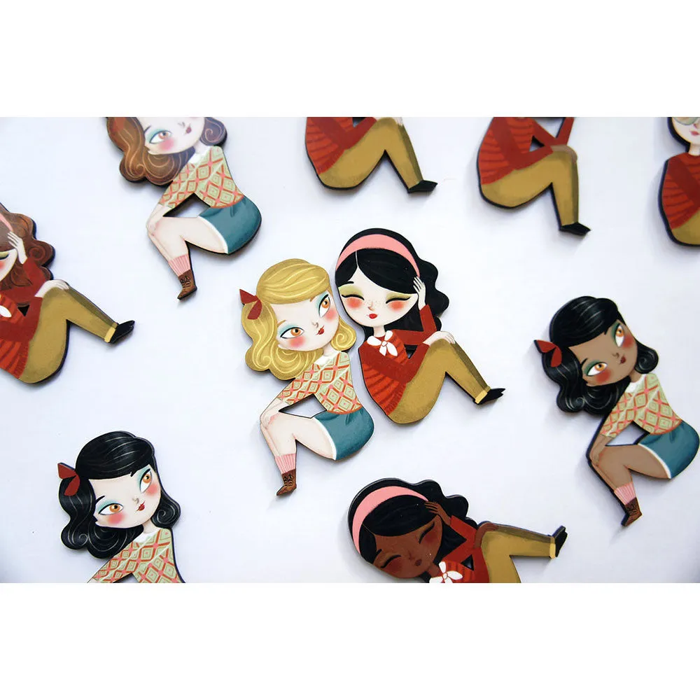 Puzzle with redhead girl brooch by Laliblue