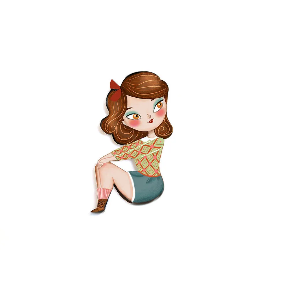 Puzzle with redhead girl brooch by Laliblue