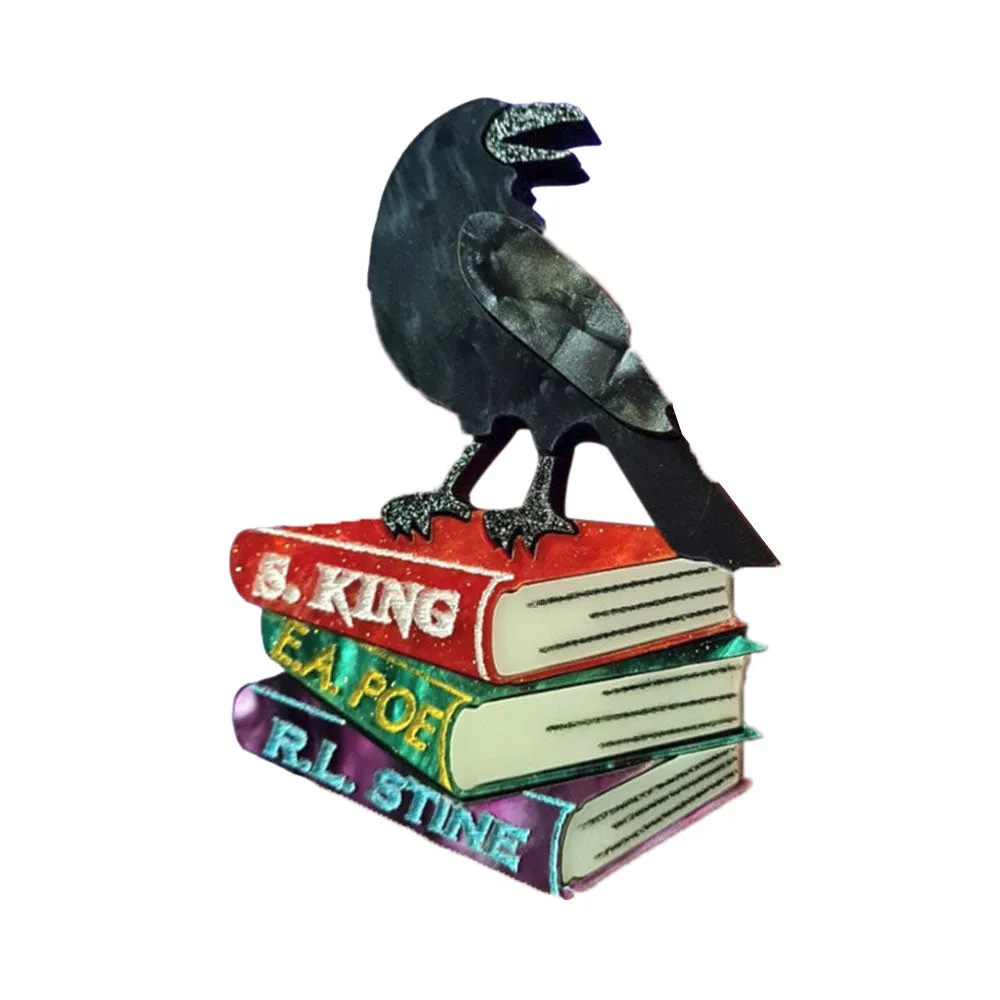 Raven And Books Brooch by Cherryloco Jewellery