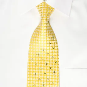 Rogers Dail Silk Rhinestone Necktie Yellow White Foulard With Silver Sparkles