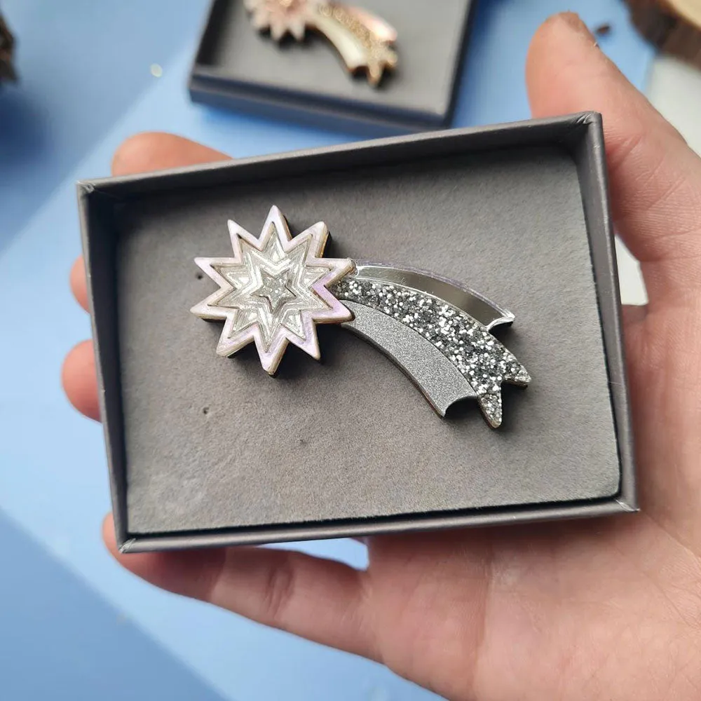 Shooting Star Pin Brooch by Cherryloco Jewellery