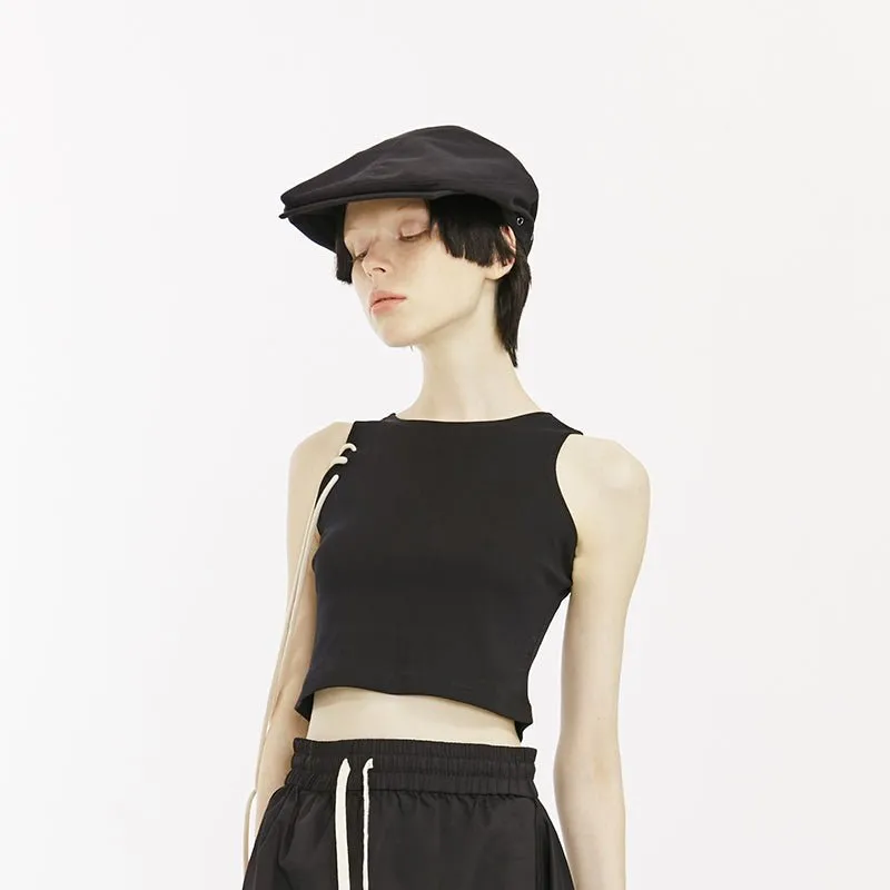 Square-Brimmed Ducktail Hat Black