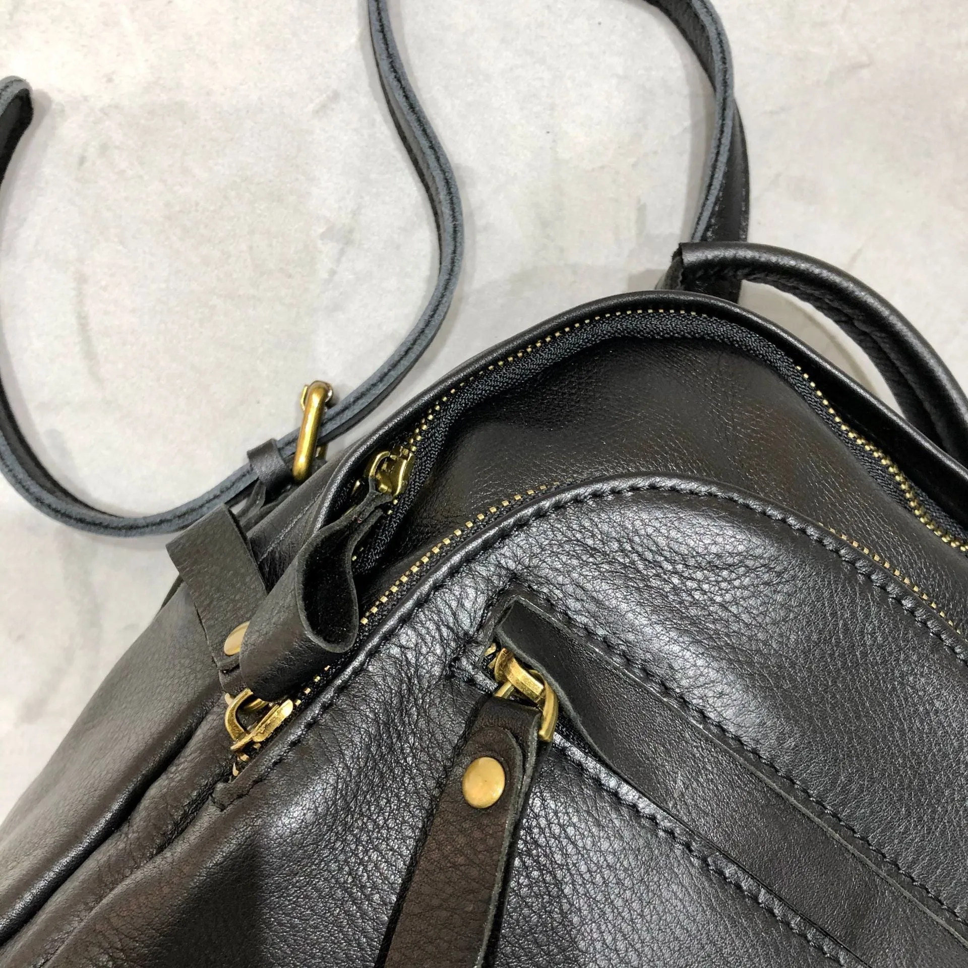 Stylish Ladies Small Leather Backpack Bag Black Rucksack Puese For Women