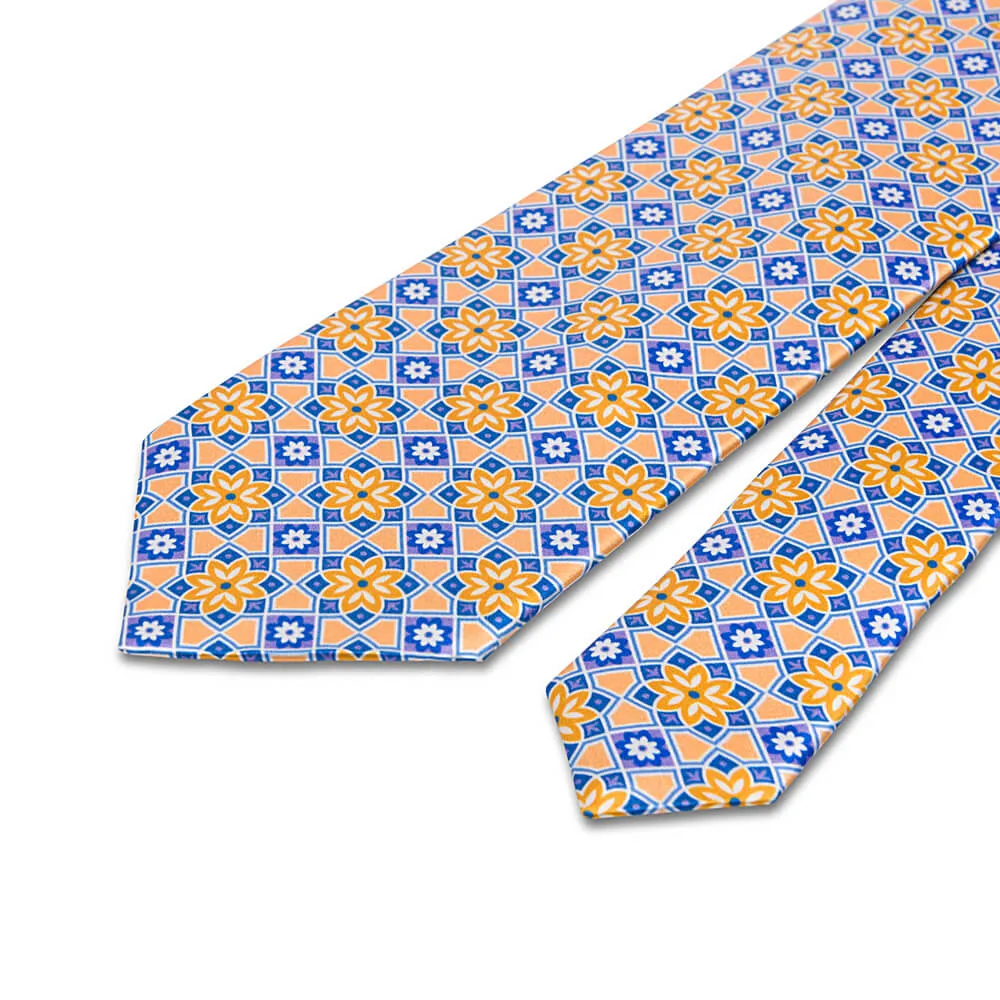The Duke of Taormina Yellow and Blue Duchesse Silk Tie
