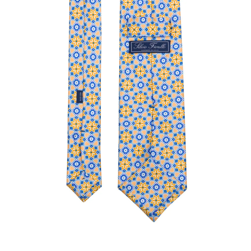 The Duke of Taormina Yellow and Blue Duchesse Silk Tie