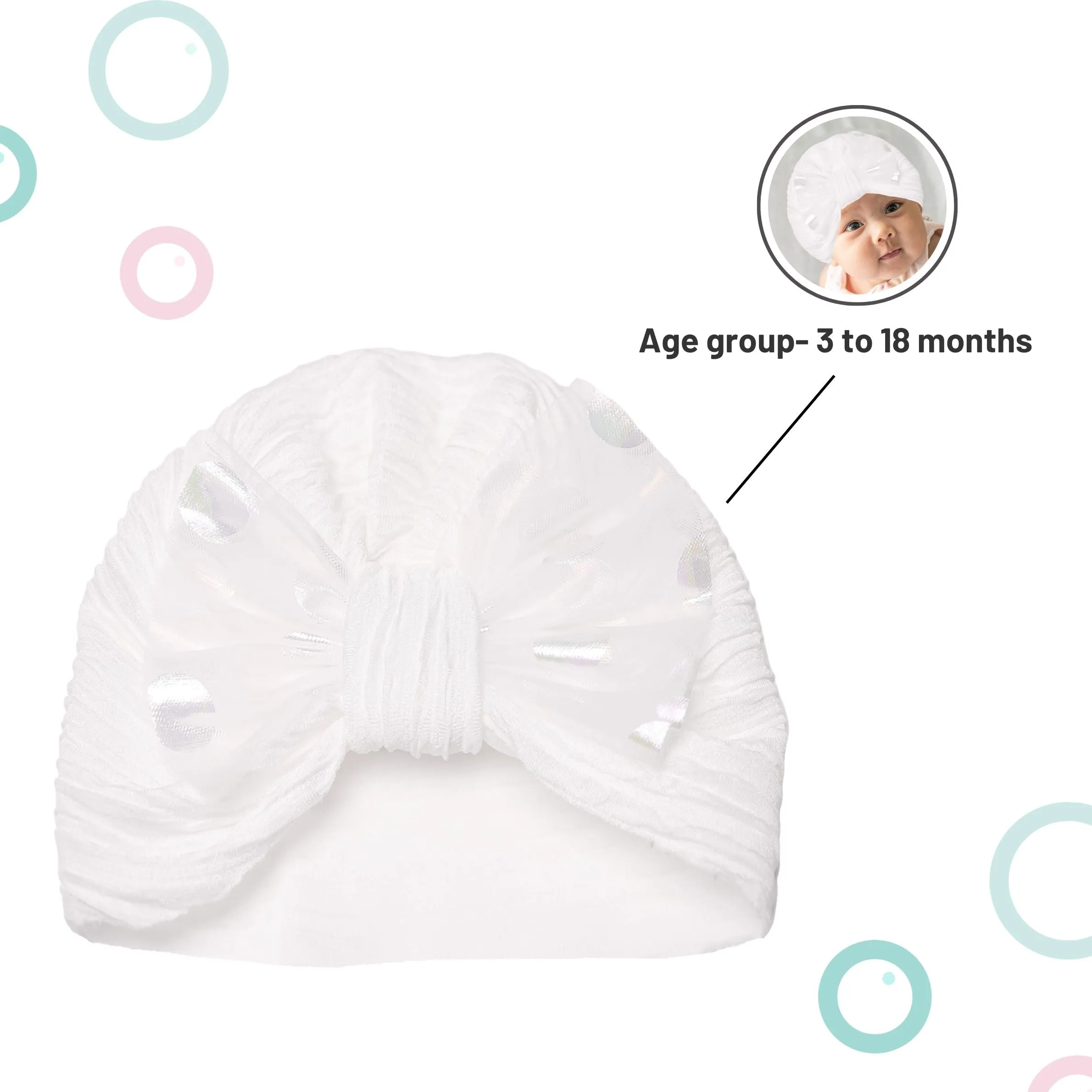 THE LITTLE LOOKERS Unisex Soft Turban Bow Knot Cap, Baby Head-Wear, Beanie Cap for Newborn Baby/Infants | Suitable for 3 to 18 Months Baby