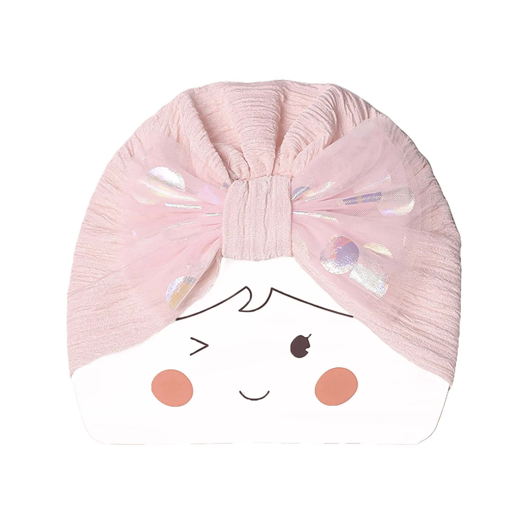 THE LITTLE LOOKERS Unisex Soft Turban Bow Knot Cap, Baby Head-Wear, Beanie Cap for Newborn Baby/Infants | Suitable for 3 to 18 Months Baby