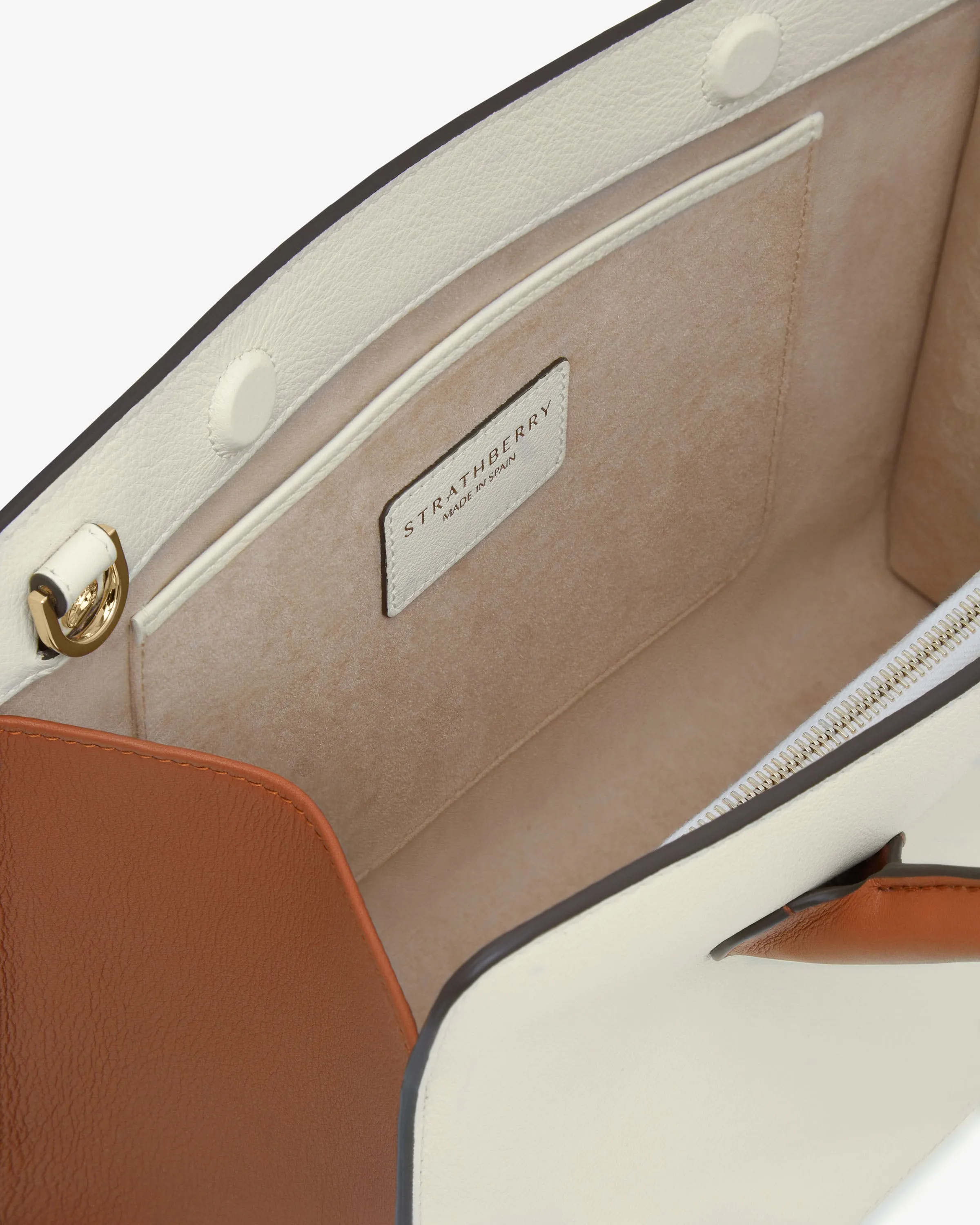The Strathberry Midi Tote - Vanilla/Chestnut