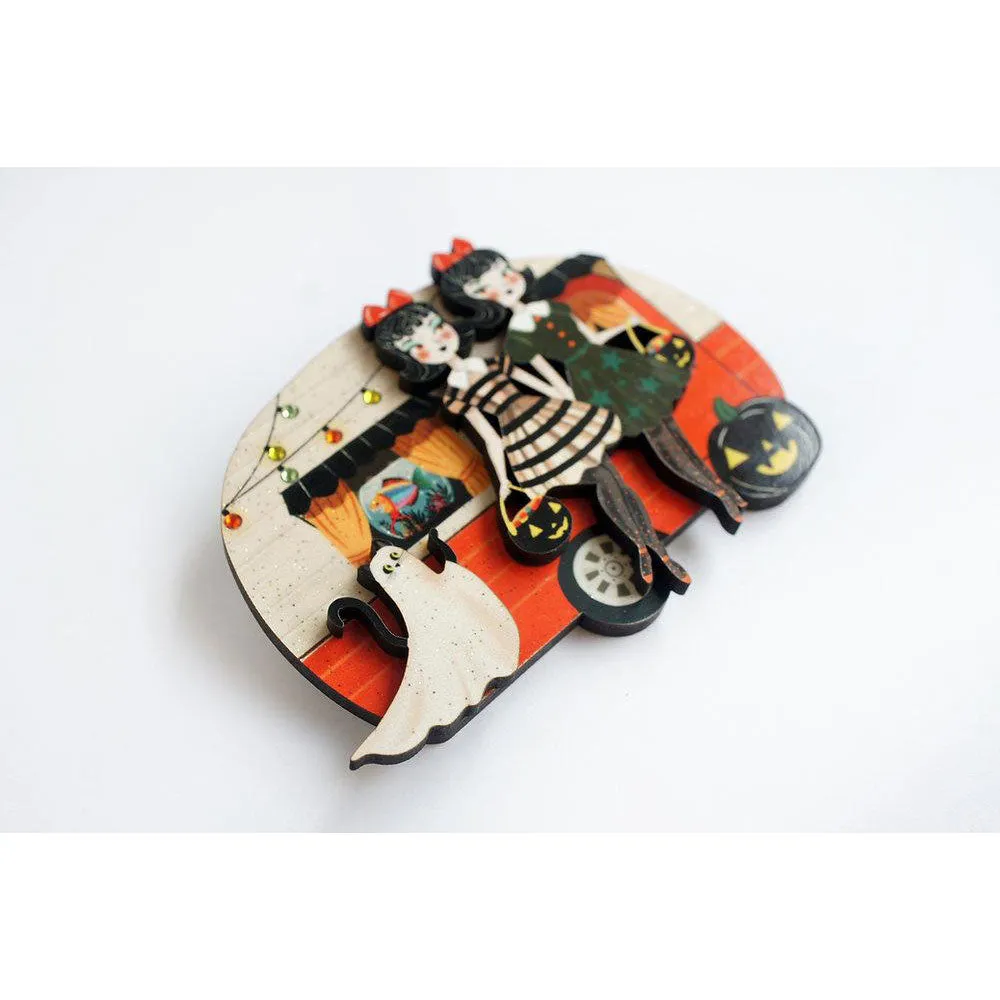 Trick Or Treat Caravan Brooch by Laliblue