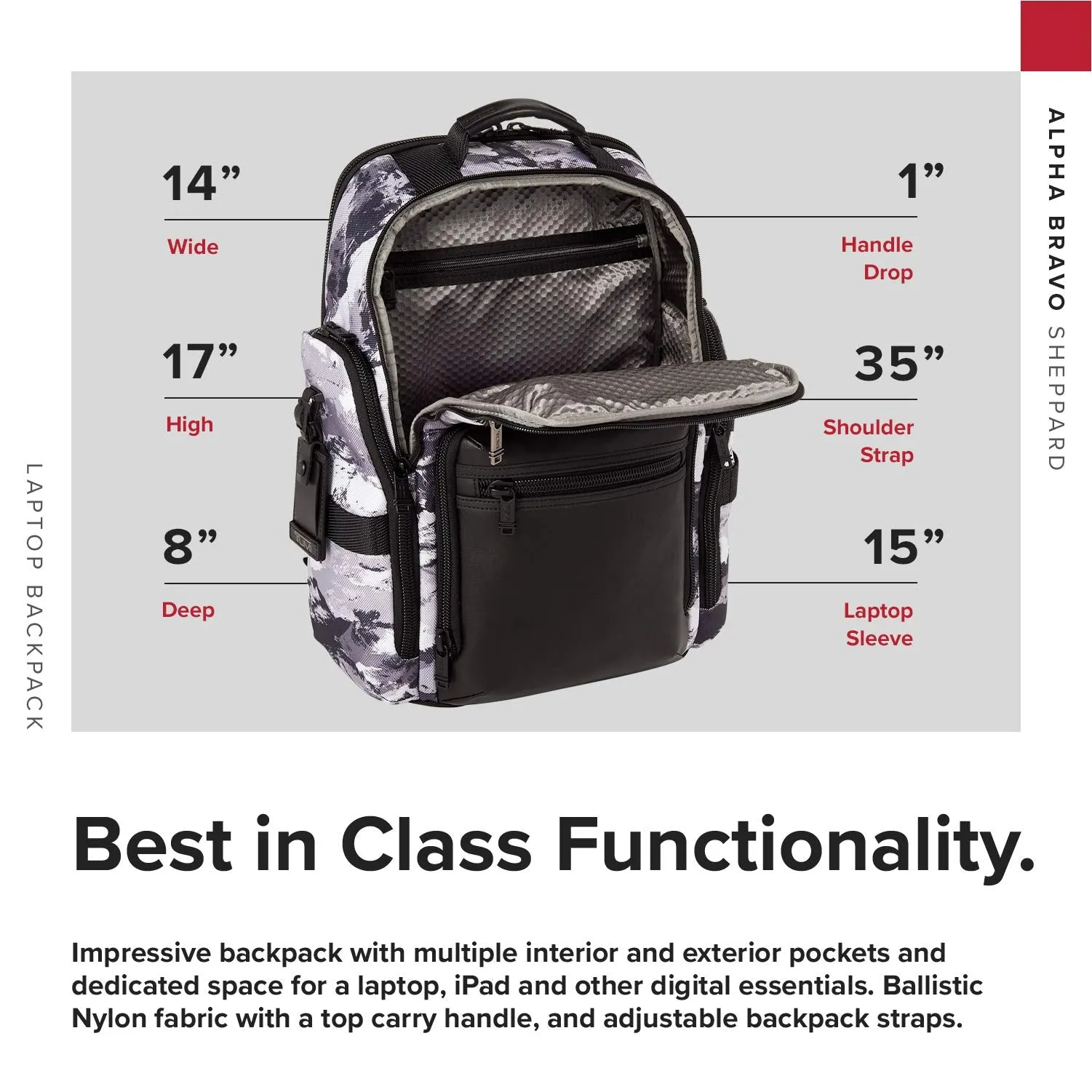 TUMI - Alpha Bravo Sheppard Deluxe Brief Pack Laptop Backpack - 15 Inch Computer Bag for Men and Women - Arctic Restoration