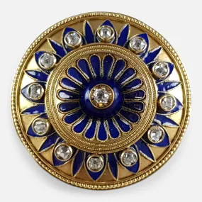 Victorian Diamond and Enamel Target Brooch