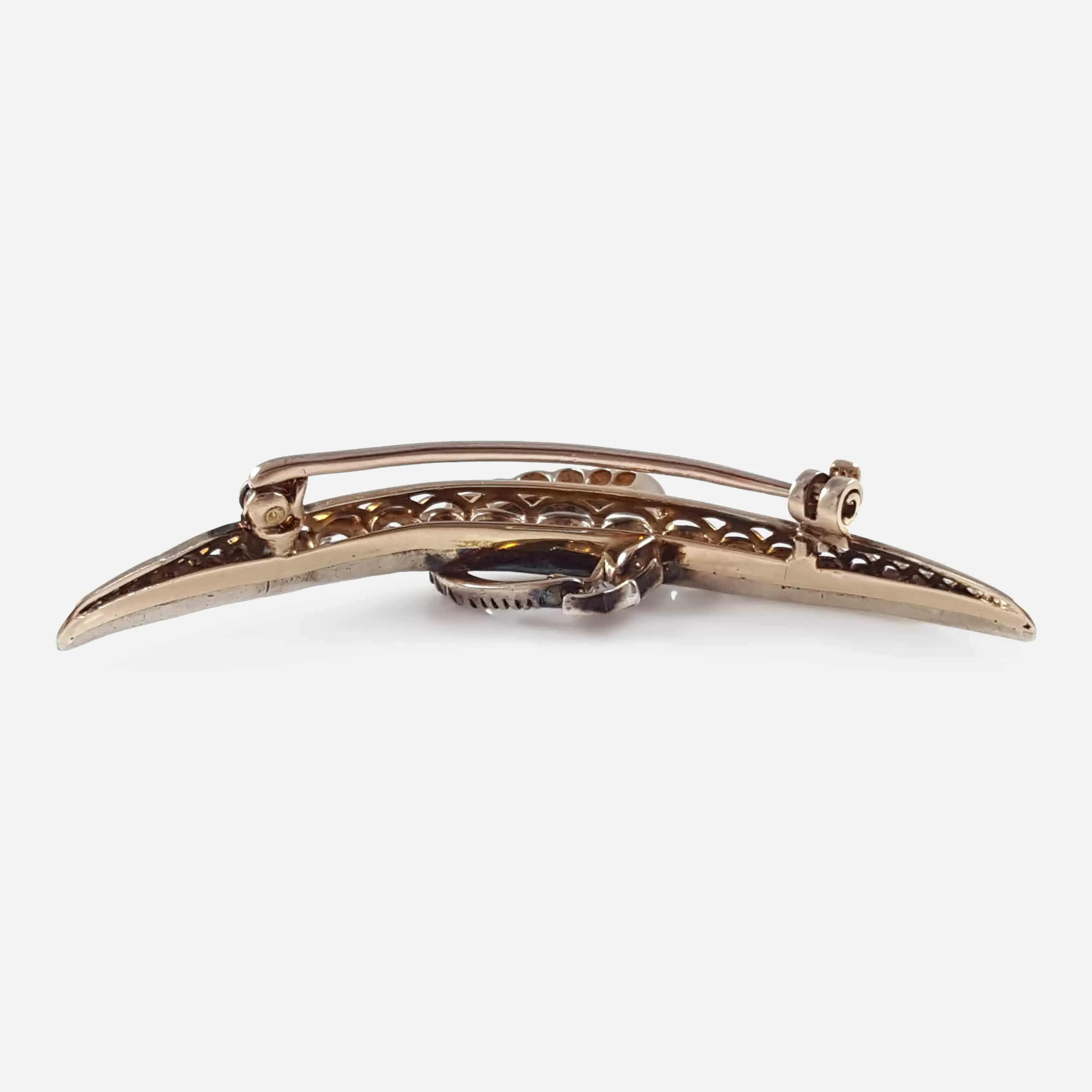 Victorian Diamond Crescent Star Brooch