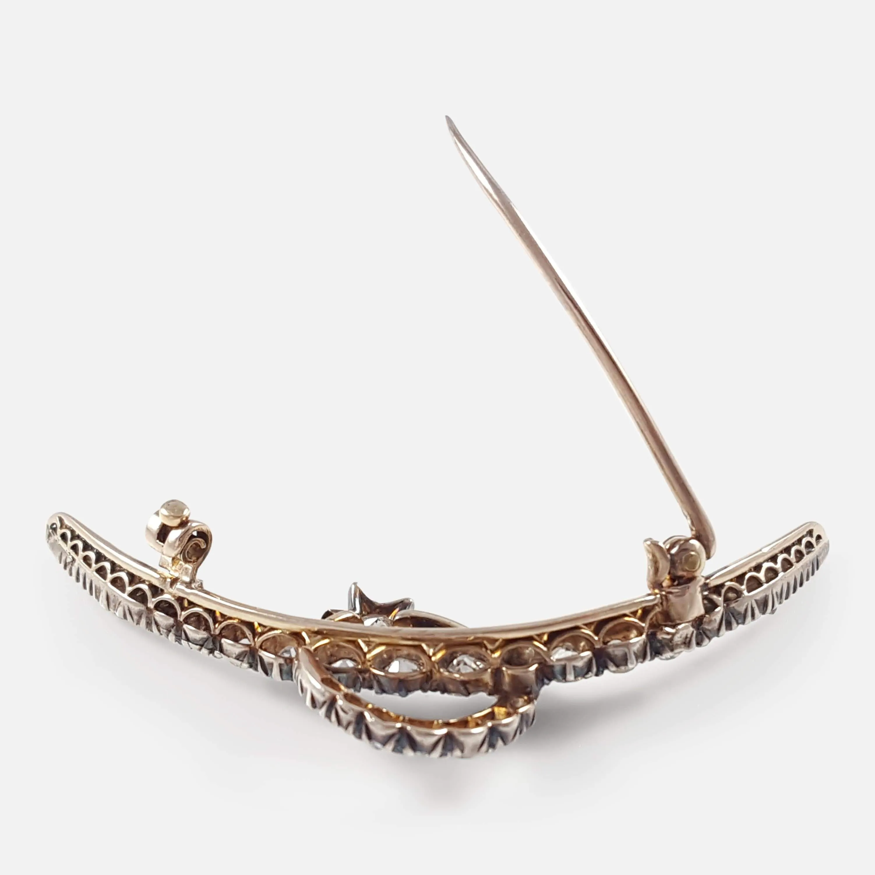 Victorian Diamond Crescent Star Brooch