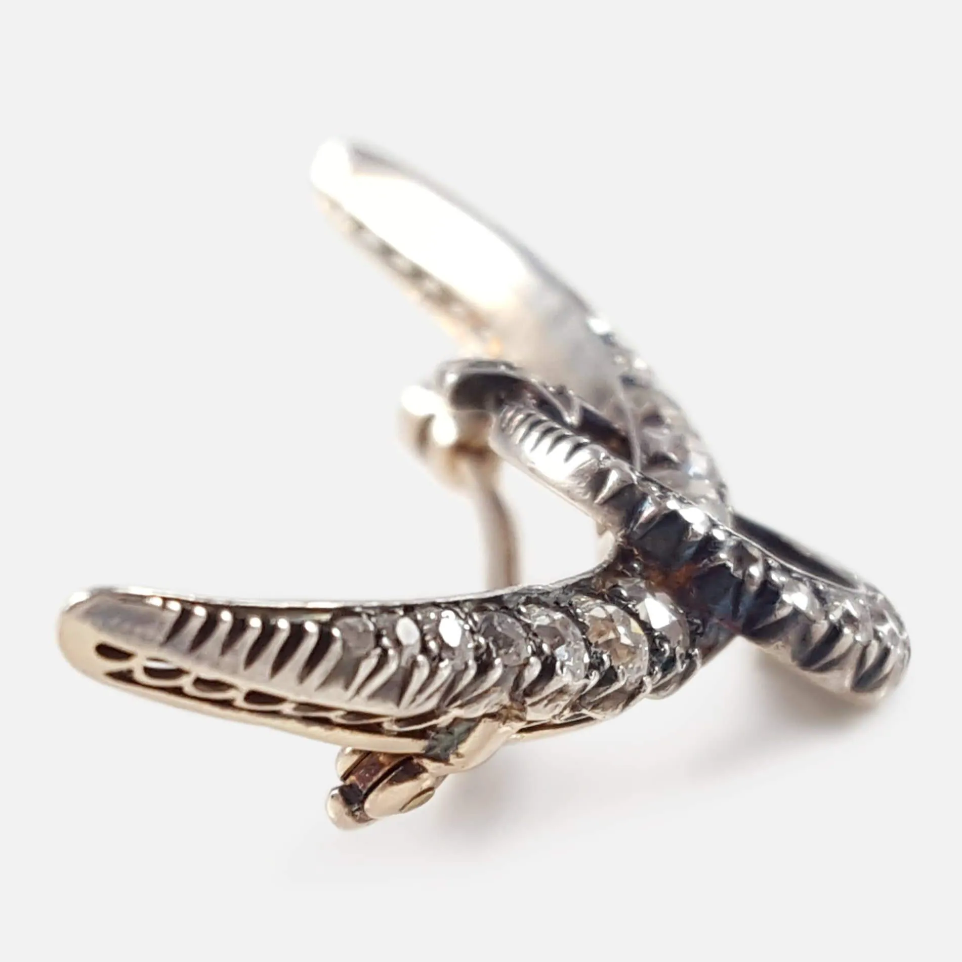 Victorian Diamond Crescent Star Brooch
