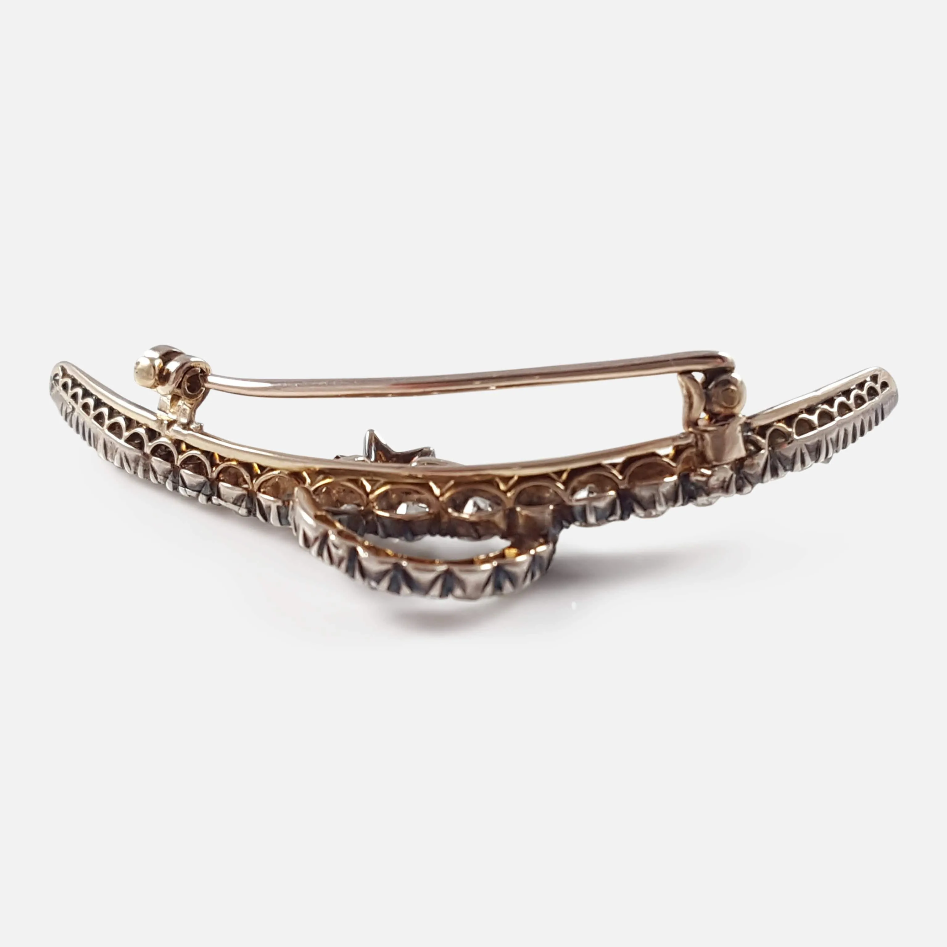 Victorian Diamond Crescent Star Brooch