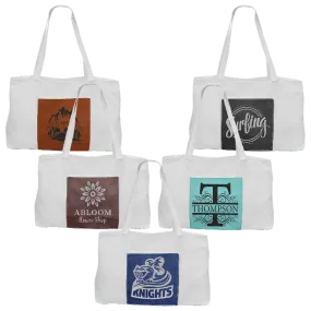 White Canvas Bag with 5" Gusset and Leatherette Trim