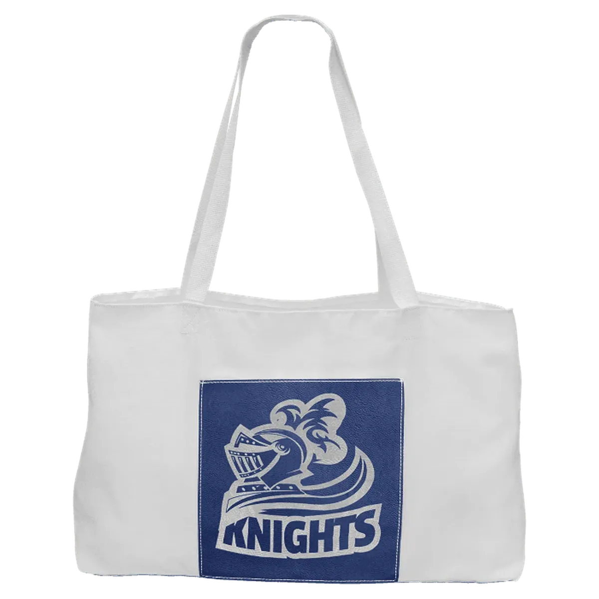 White Canvas Bag with 5" Gusset and Leatherette Trim