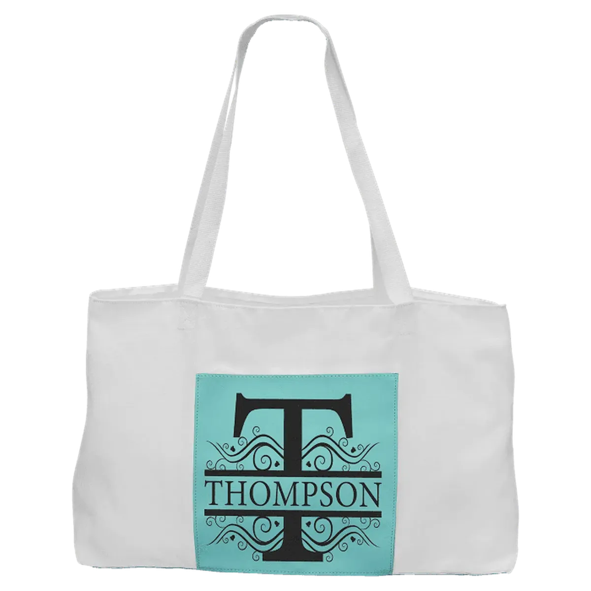 White Canvas Bag with 5" Gusset and Leatherette Trim
