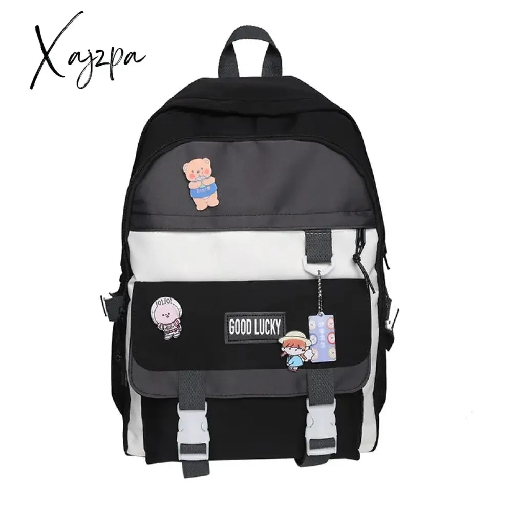 Xajzpa - NEW Korean Style Backpacks Women Travel Bags Cute Bags Candy Color Bag for Teenager Girl Kawaii Waterproof Backpack Pendant