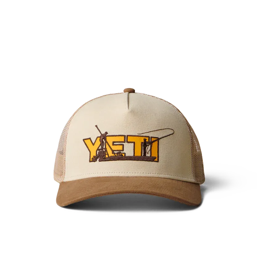 Yeti Skiff Trucker Hat Khaki Alpine Yellow